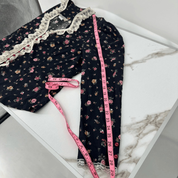 Vintage Circle T Womens Prairie Shirt  Size L Floral Lace Trim Victorian Regency - Picture 7 of 12